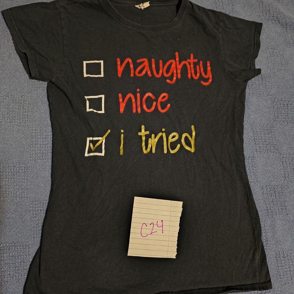 Gildan Black Tee with Red and Yellow Print